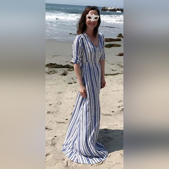 Flowy Boho Button Front Maxi Dress (NWT)Sz (Med) - Picture 7 of 8